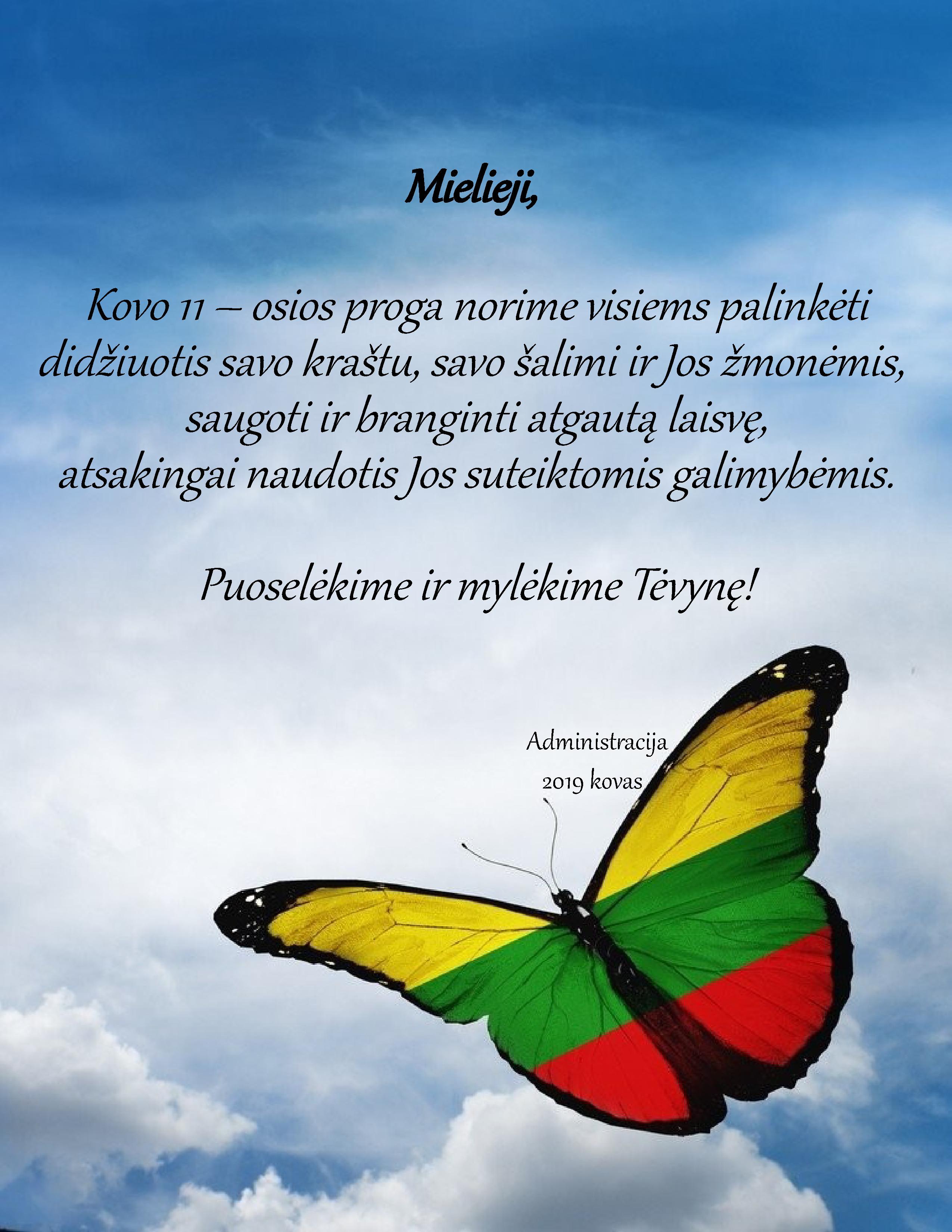 Sveikiname su Lietuvos nepriklausomybės atkūrimo diena!
