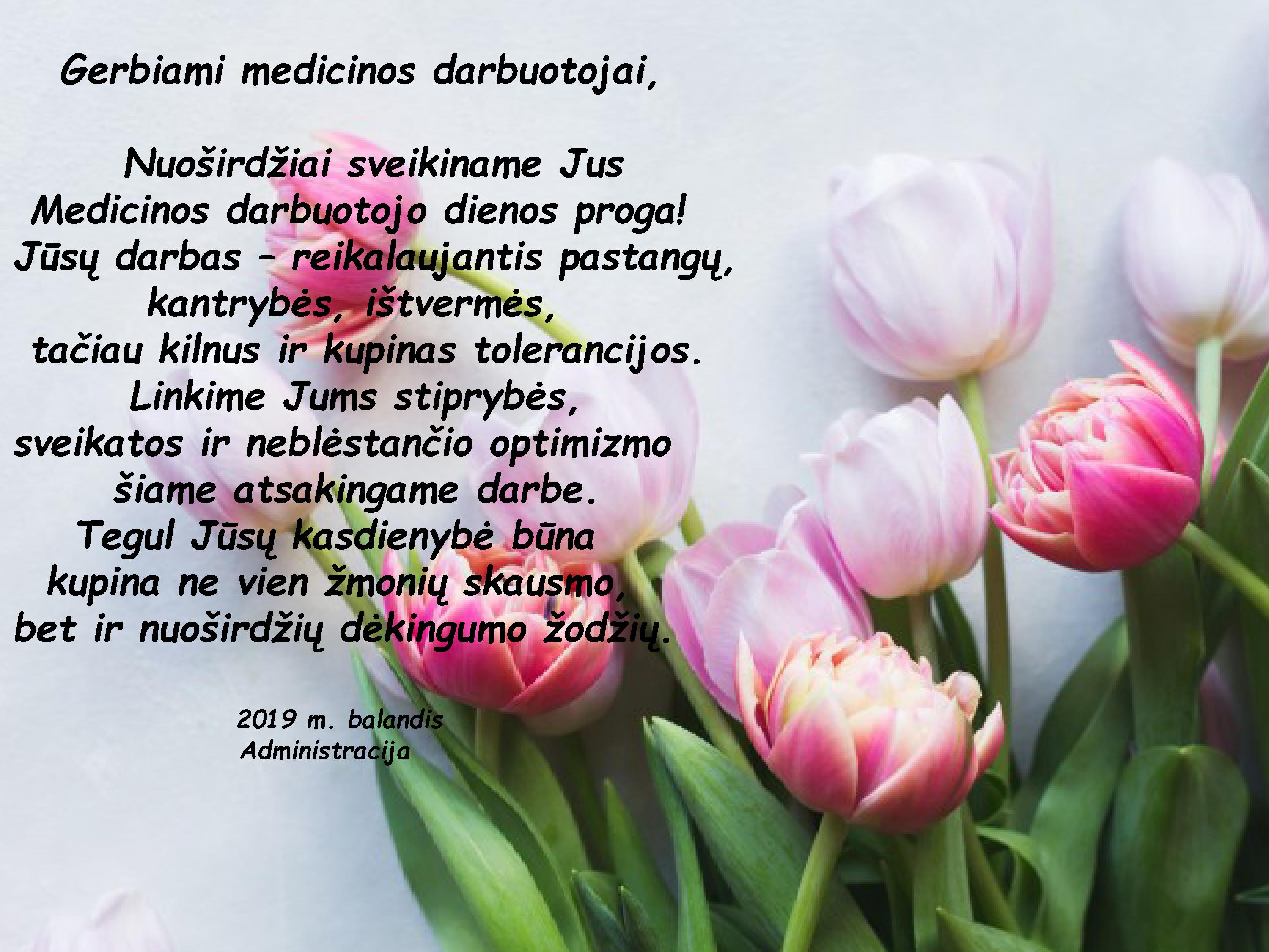 Sveikiname su Medicinos darbuotojų diena