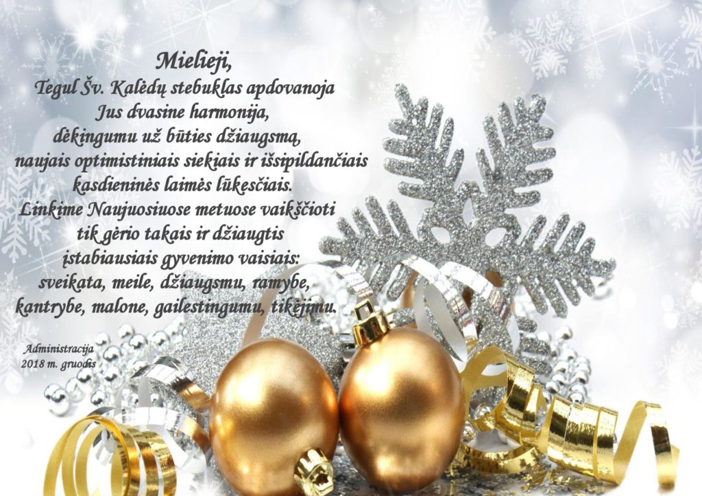 Su Šv. Kalėdomis ir Naujaisiais 2019 metais!