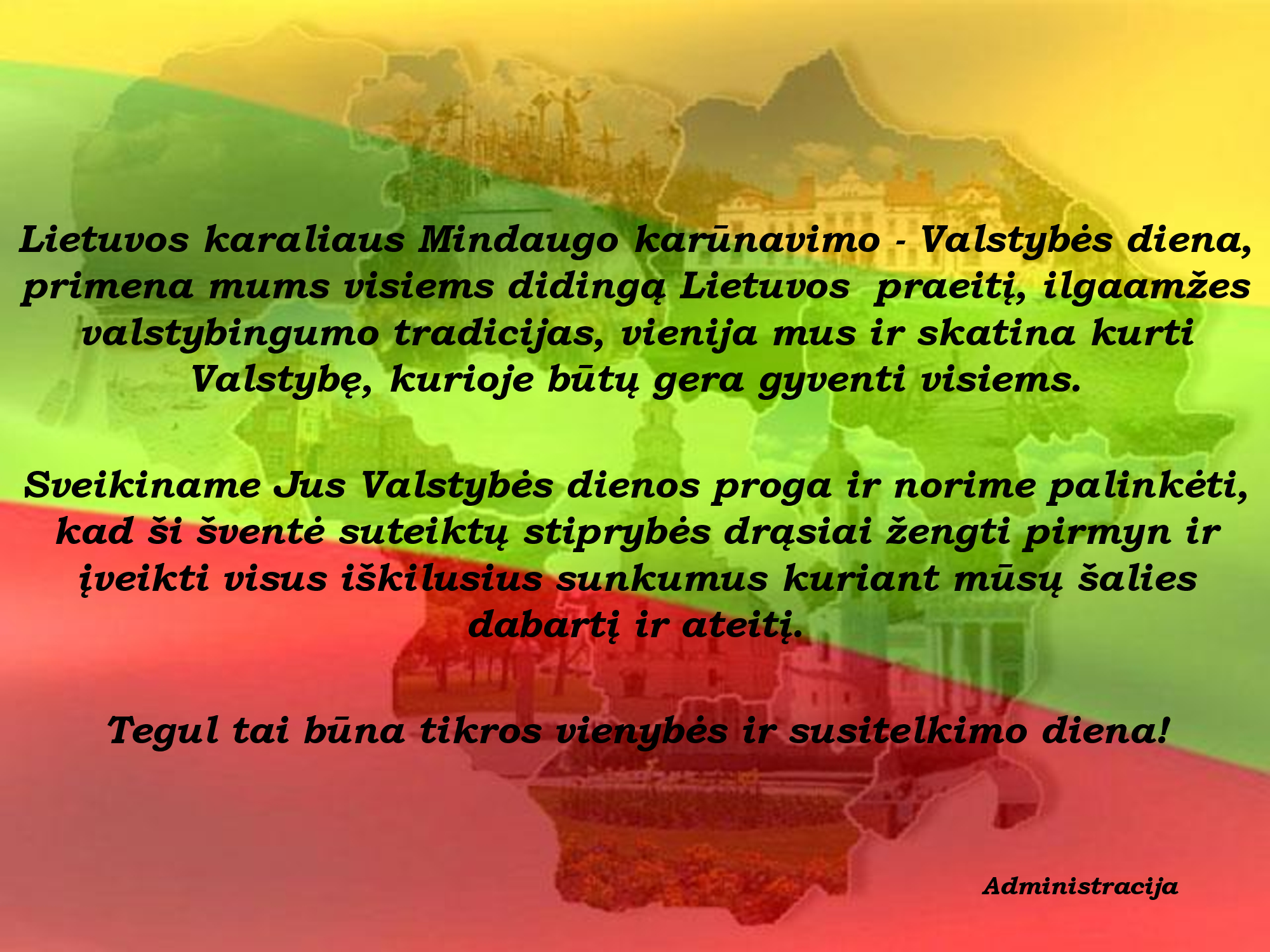 Sveikinimas Lietuvos karaliaus Mindaugo karūnavimo – Valstybės dienos proga!