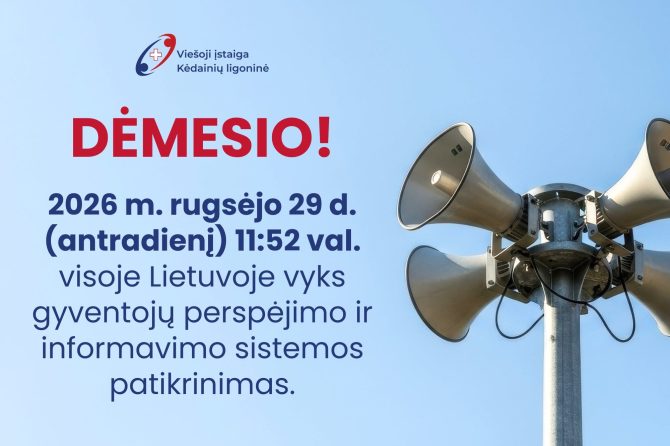 RUGSĖJO 29 D. BUS TIKRINAMOS PERSPĖJIMO SIRENOS